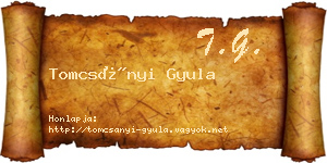 Tomcsányi Gyula névjegykártya