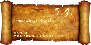 Tomcsányi Gyula névjegykártya